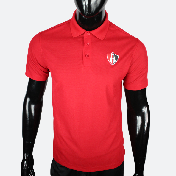 ATLAS FC RED POLO WITH TEXTURED PATCH