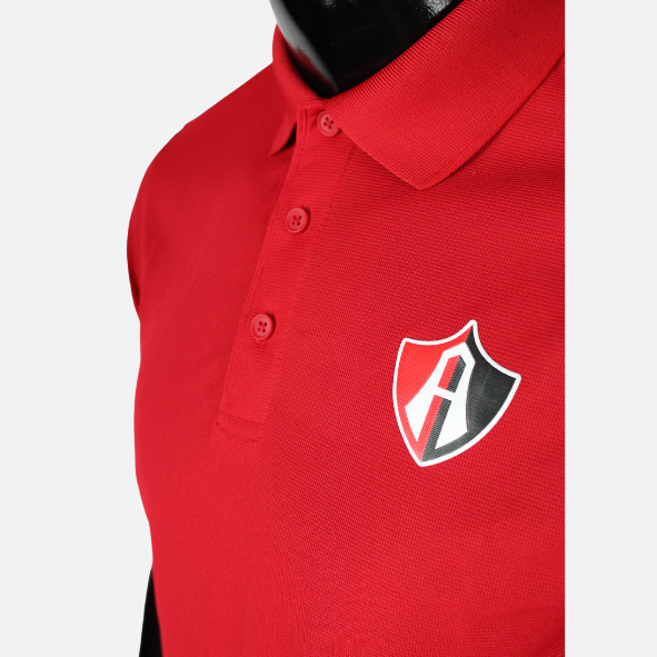 ATLAS FC RED POLO WITH TEXTURED PATCH